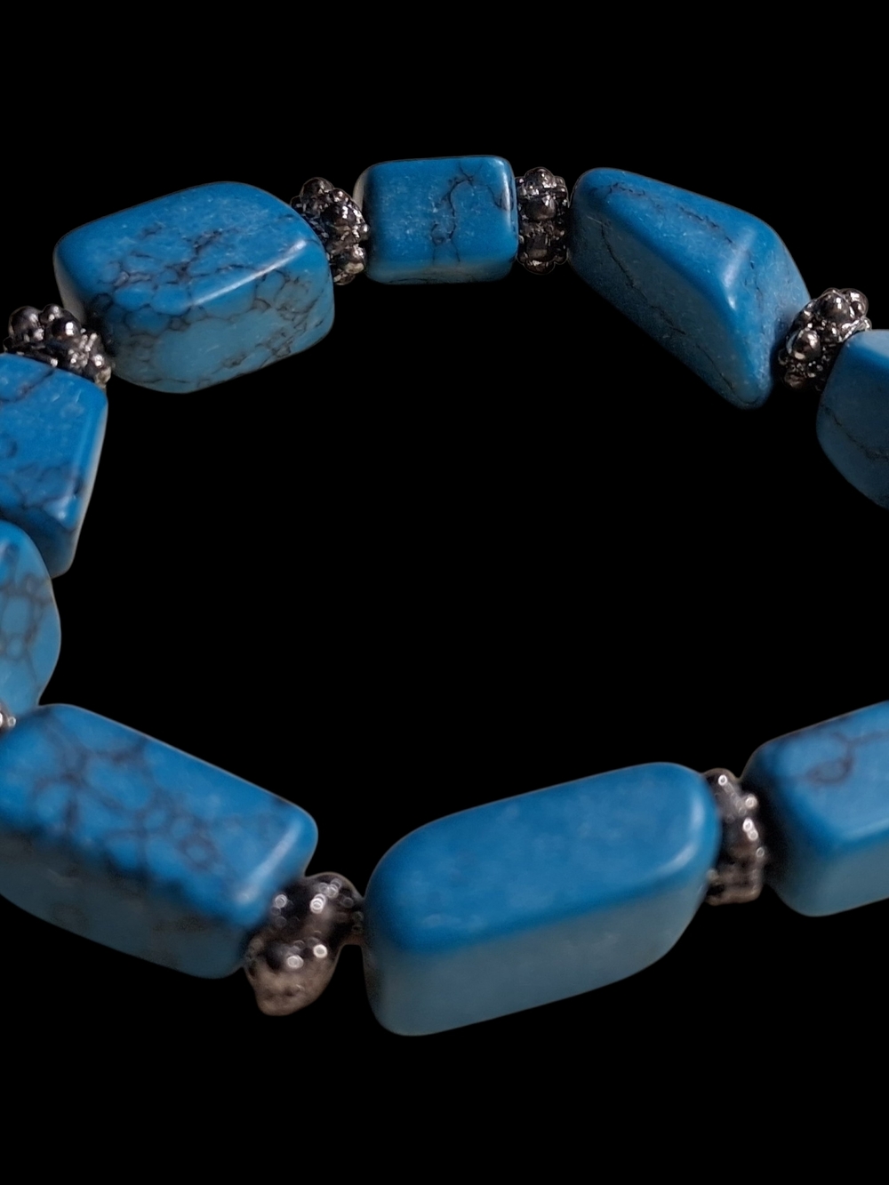 Vintage Faux Turquoise Stone 7" Stretch Bracelet
